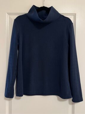 Dudley Stephens Women's Terry Fleece Navy Greenpoint Turtleneck